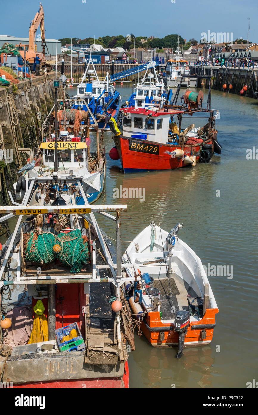 Fishing Boats,Whitstable Harbour,Whitstable,Kent,England,UK Stock Photo