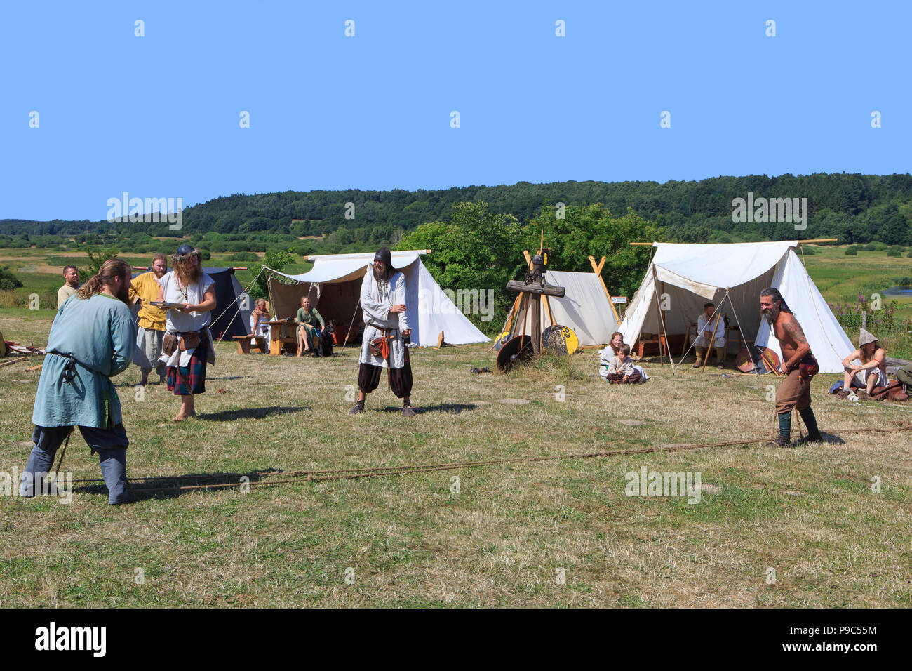 Viking Games during the Viking Festival at Fyrkat, Denmark Stock Photo