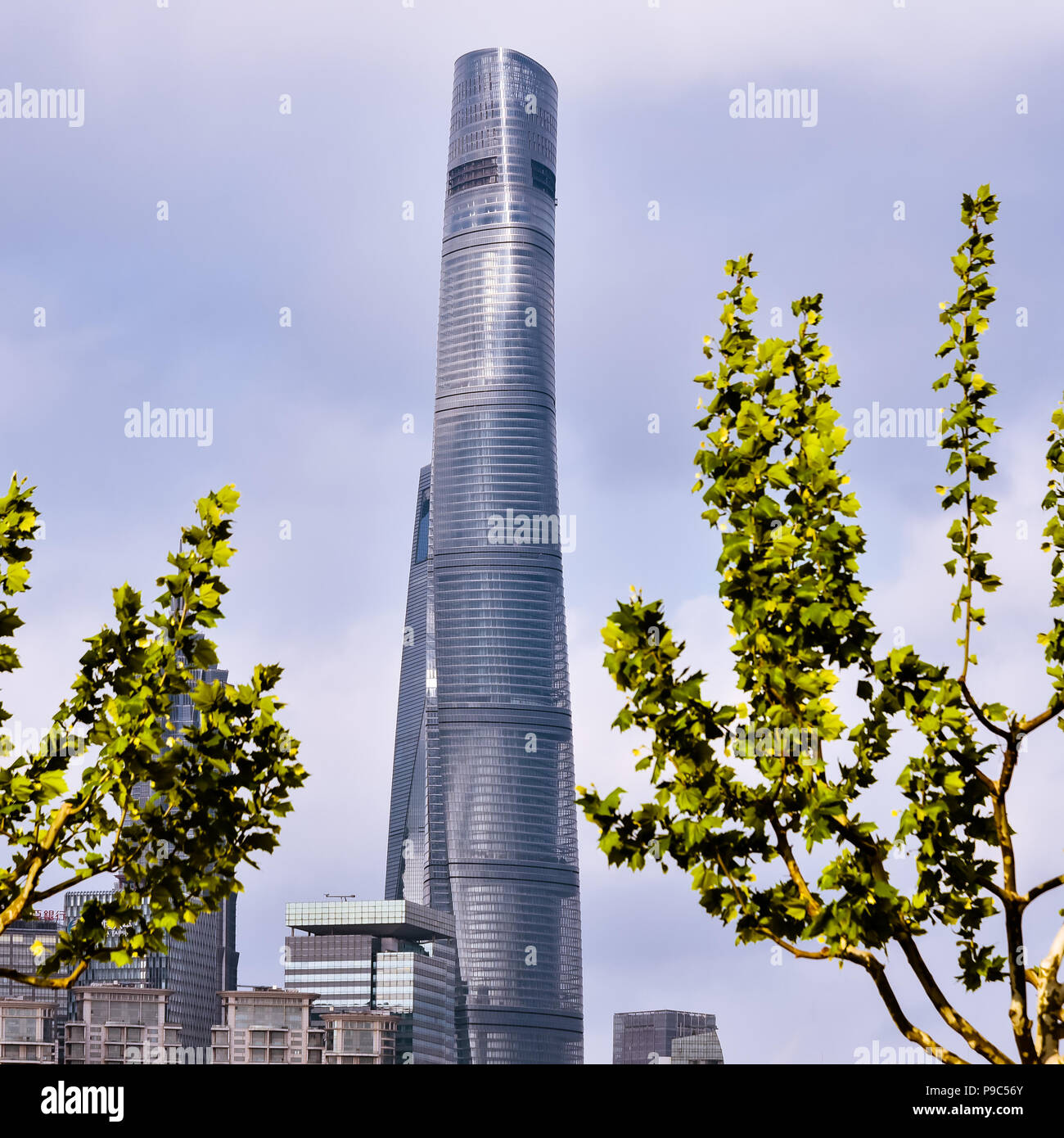 Pudong, Shanghai/China - Apr. 24, 2018: Shanghai Tower, a 128-story mega tall skyscraper in Pudong, Shanghai, China. Stock Photo