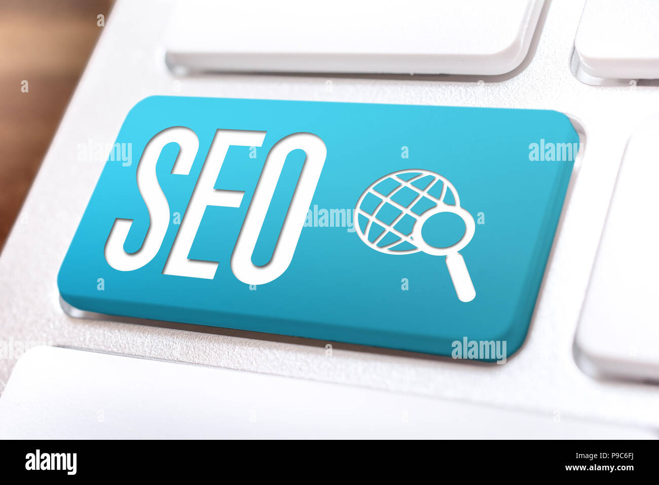 Macro Of A Keyboard With SEO Button Stock Photo