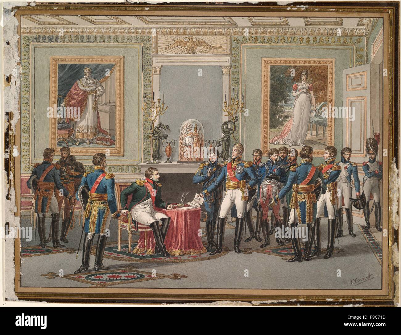 The Abdication of Napoleon at Fontainebleau on 11 April 1814. Museum: PRIVATE COLLECTION. Stock Photo