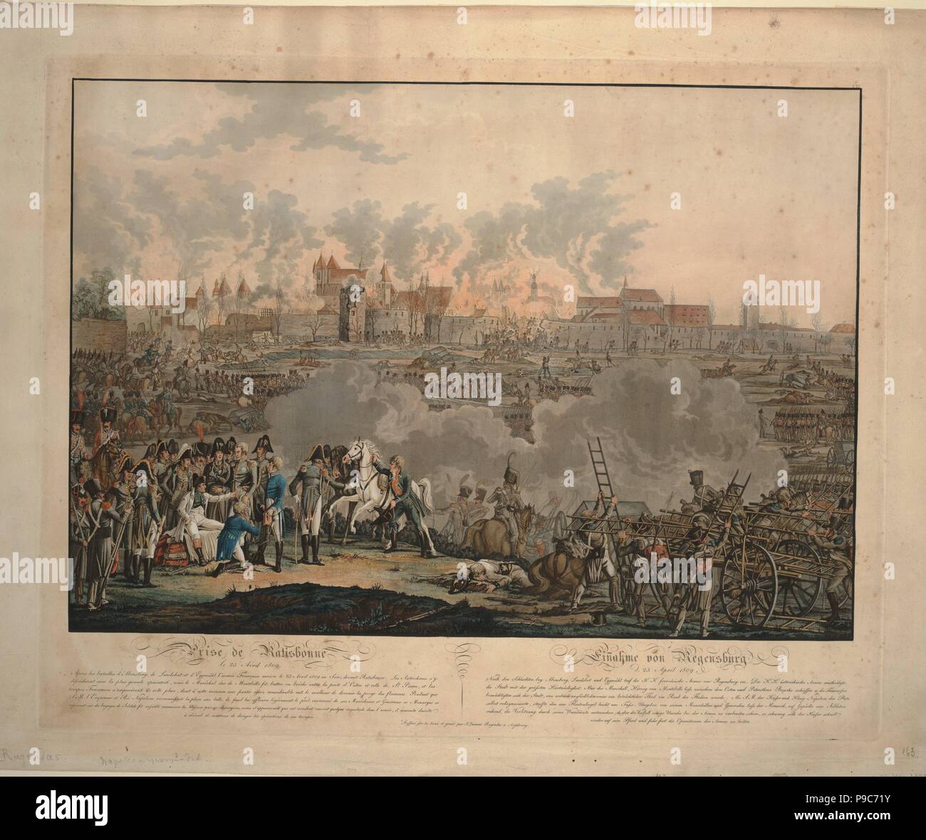 The Battle of Ratisbon on 23 April 1809. Museum: PRIVATE COLLECTION. Stock Photo
