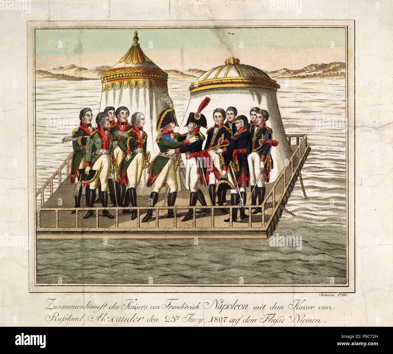 Meeting of Emperors Alexander I of Russia and Napoleon I of France at ...