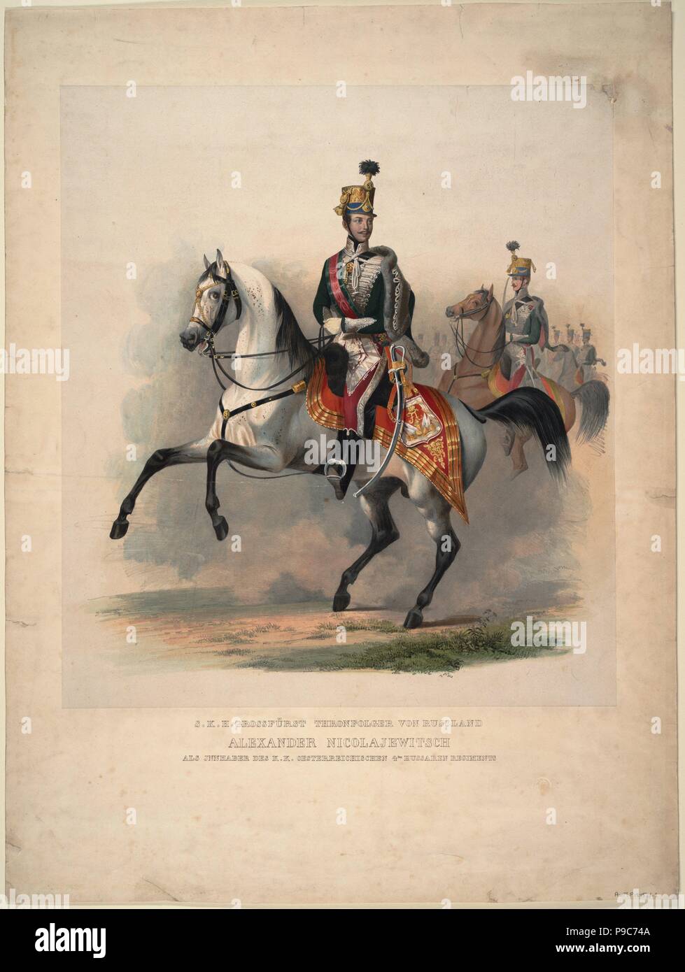 Grand Prince Alexander Nikolayevich as colonel-in-chief of the Austrian 4th Hussar Regiment. Museum: PRIVATE COLLECTION. Stock Photo