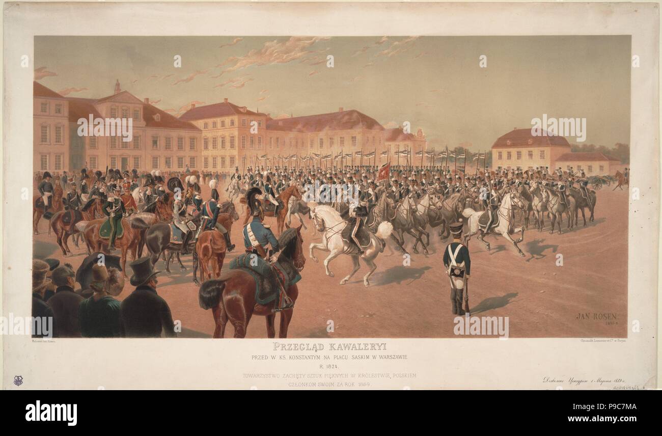 Grand Duke Constantine Pavlovich of Russia at the Cavalry Review on the Saxon Square in Warsaw, 1824. Museum: PRIVATE COLLECTION. Stock Photo