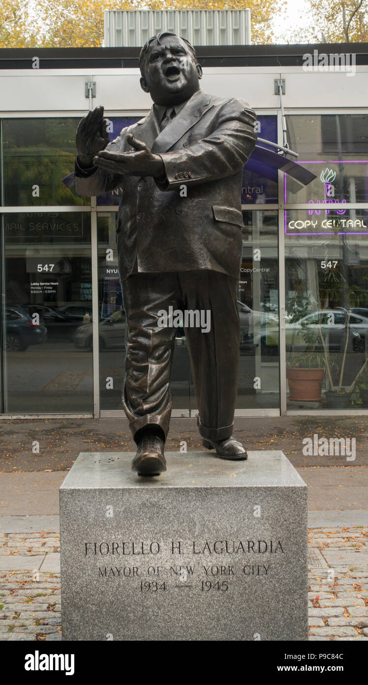 Mayor Fiorello La Guardia statue NYC Stock Photo