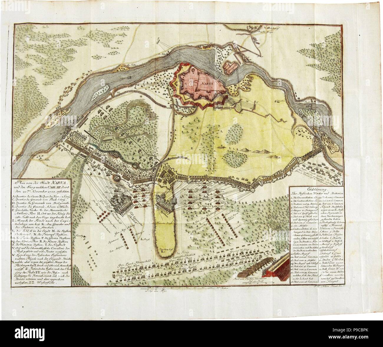 Map of the Battle at Narva. Museum: PRIVATE COLLECTION. Stock Photo