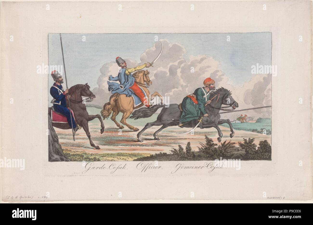 Life-Guards Cossack, Officer and Cossack. Museum: PRIVATE COLLECTION. Stock Photo