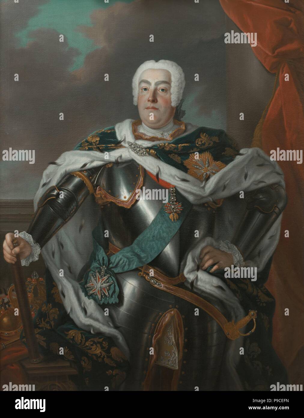 Portrait of Augustus III of Poland (1696-1763). Museum: Wilanów Palace Museum. Stock Photo