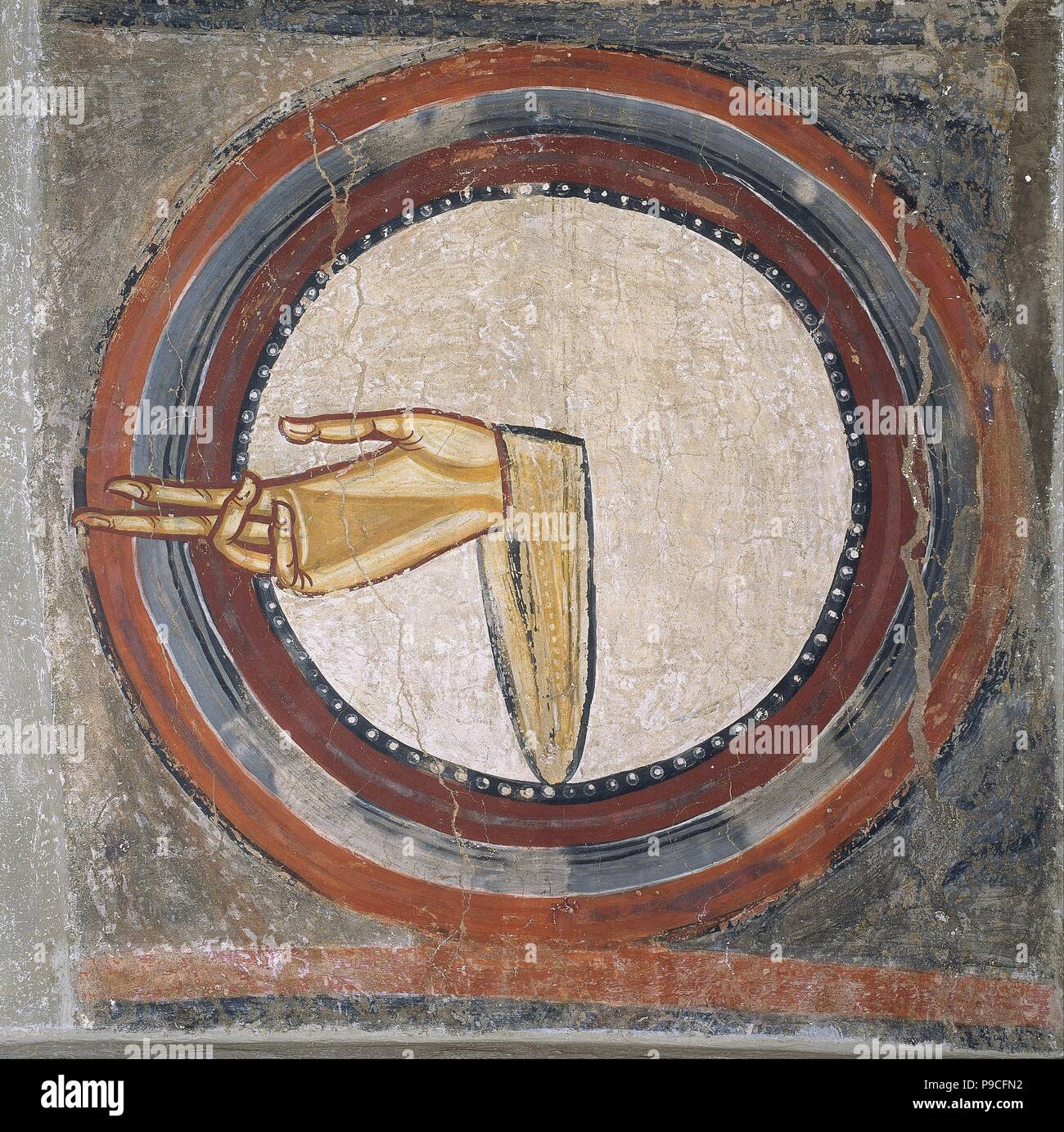 The Hand of God (from Sant Climent de Taüll). Museum: Museu Nacional d'Art de Catalunya, Barcelona. Stock Photo