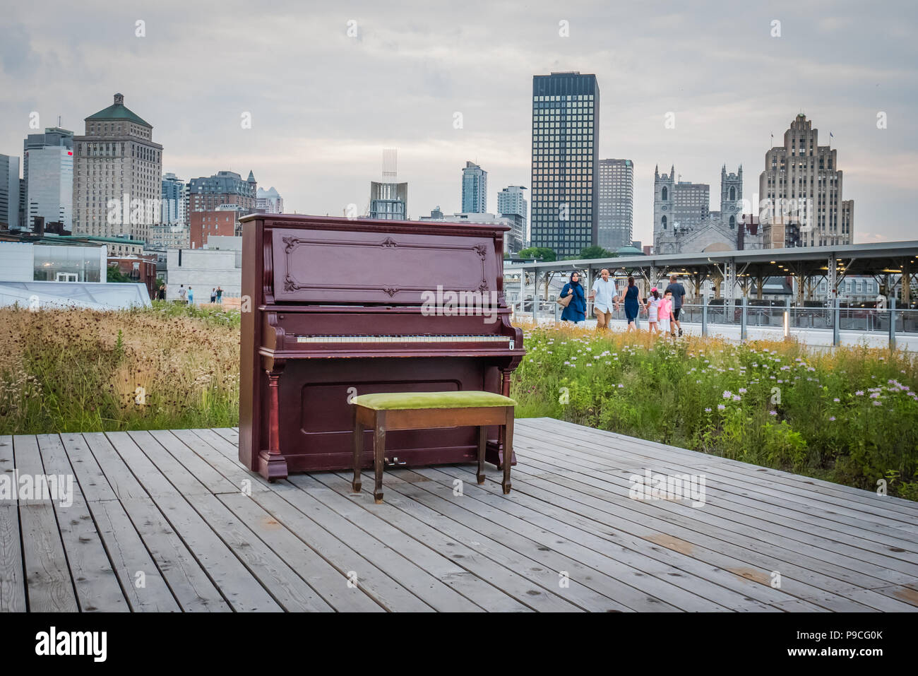 an outdoor piano, free public piano installed around the city of montreal,  quebec, canada Stock Photo - Alamy