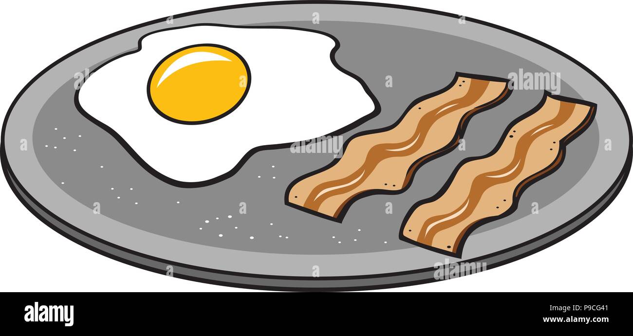 Cartoon Vector Illustration Of A Bacon And Eggs Stock Vector Image Art Alamy