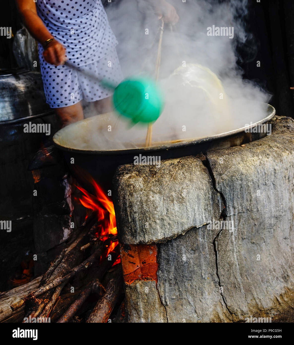 Boiling Fish Stock Boiling fish at old kitchen of rural factory in Quy Nhon, Vietnam Stock ...