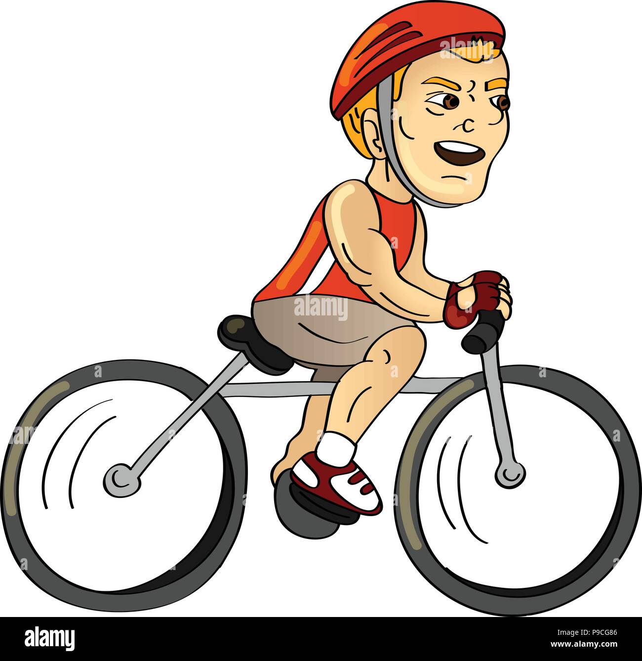 Cartoon Vector Illustration Of A Bicycle Rider Stock Vector Image Art Alamy