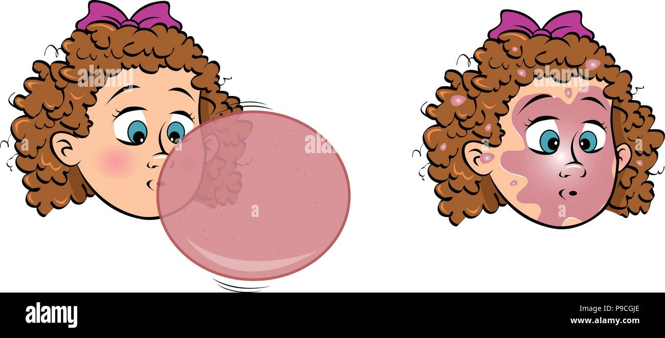 cartoon vector illustration of a girl bubblegum popping Stock Vector