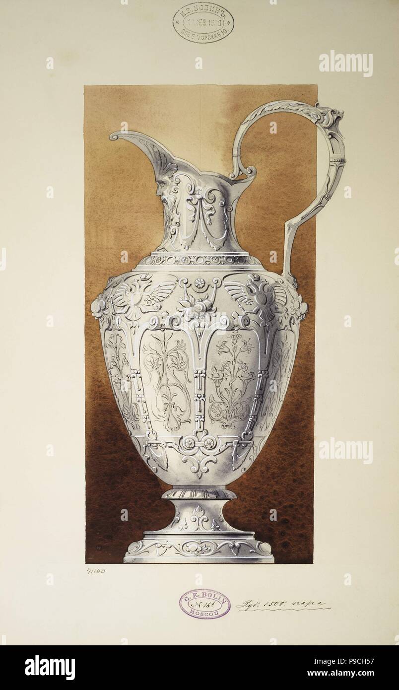 Design of a Ewer. (Series 'The Dowry of Grand Princess Maria Pavlovna'). Museum: State Hermitage, St. Petersburg. Stock Photo