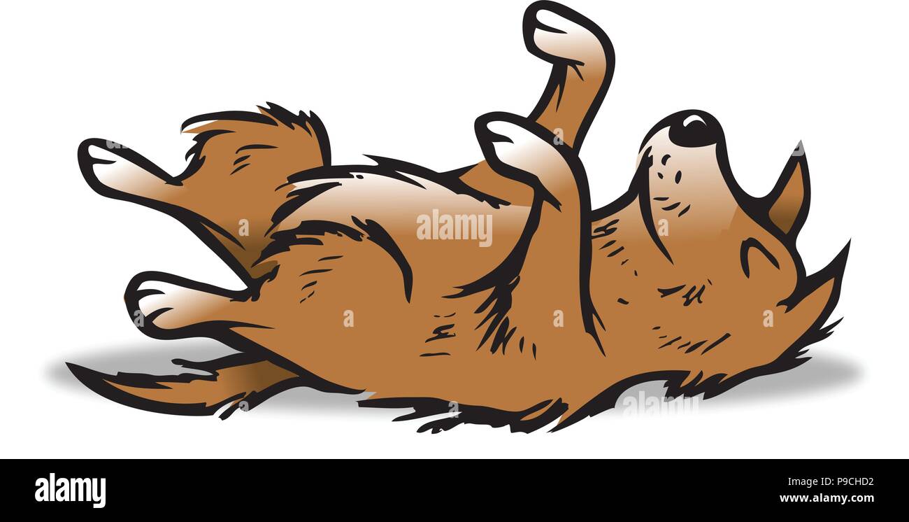 cartoon vector illustration of a dog playing dead Stock Vector