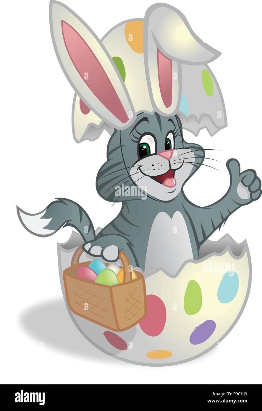 cartoon vector illustration of an Easter kitten with eggs Stock Vector  Image & Art - Alamy