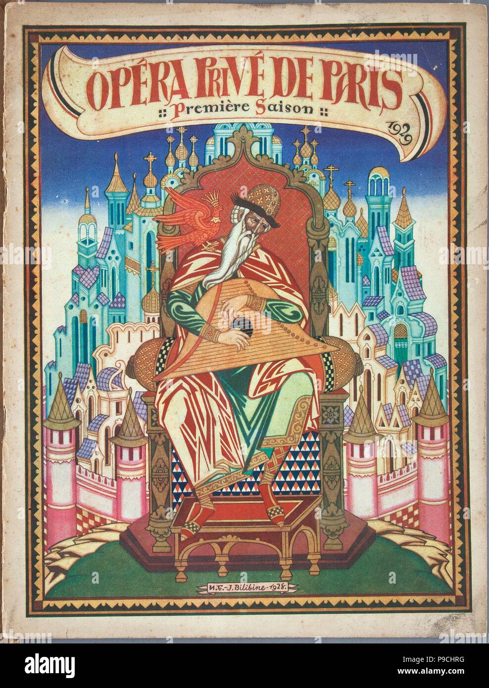 Title page of Souvenir program for the opera The Tale of Tsar Saltan by N. Rimsky-Korsakov. Museum: PRIVATE COLLECTION. Stock Photo