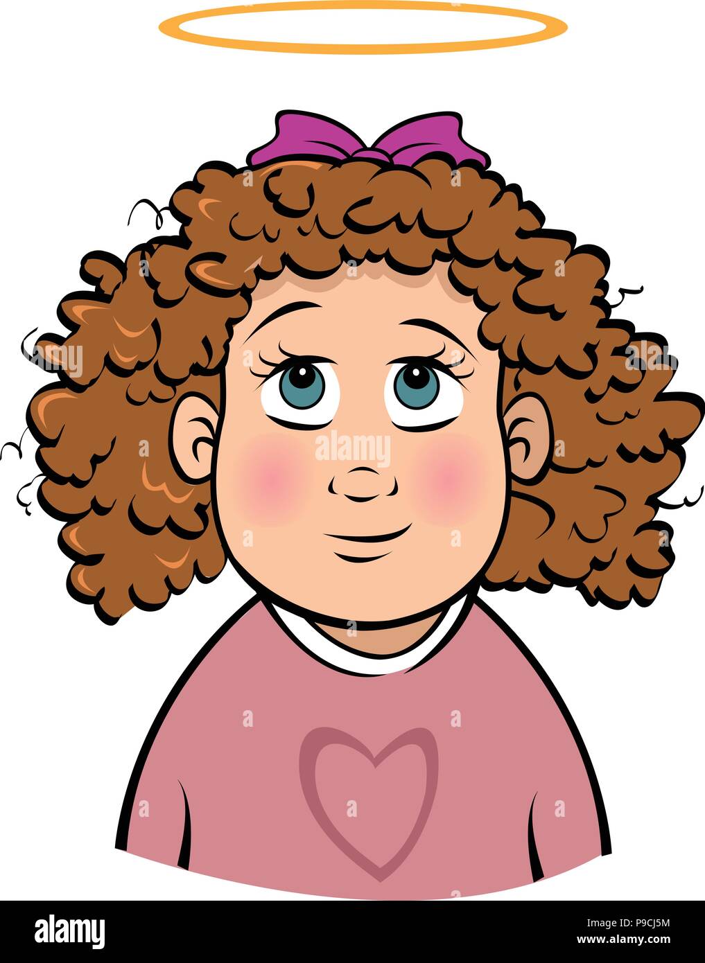 cartoon vector illustration of an innocent girl Stock Vector