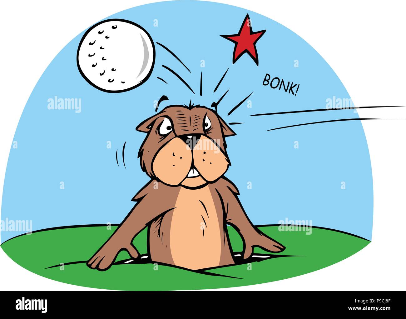 cartoon vector illustration of a gopher getting hit on head by a golf ball  Stock Vector Image & Art - Alamy