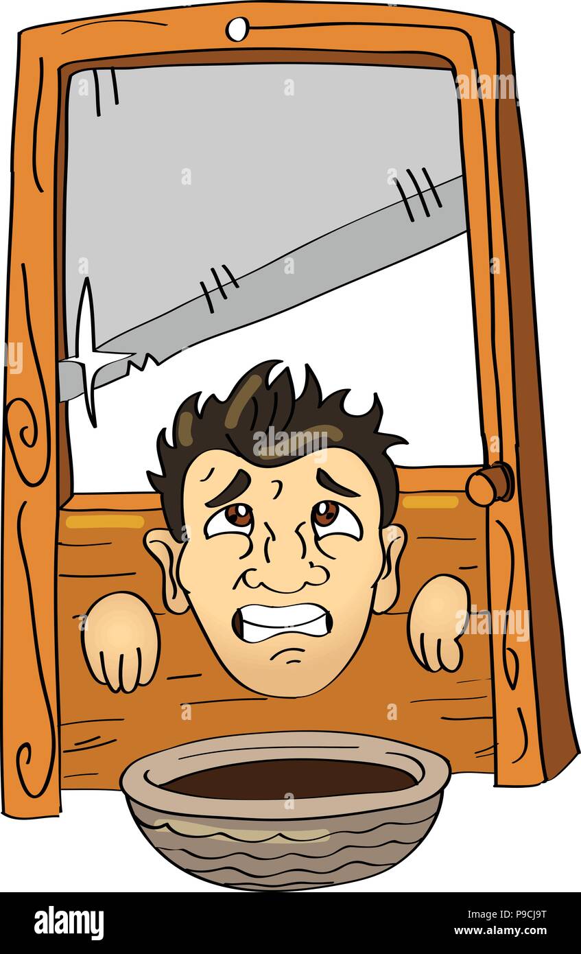 cartoon vector illustration of a guillotine Stock Vector