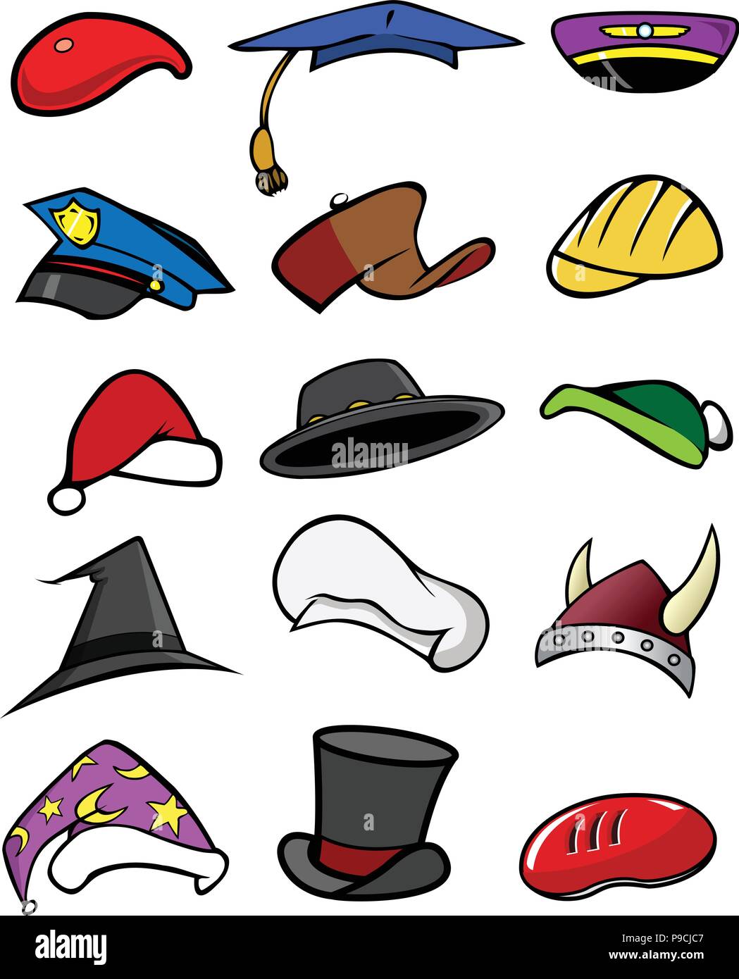 On theme big kit different types hats Royalty Free Vector