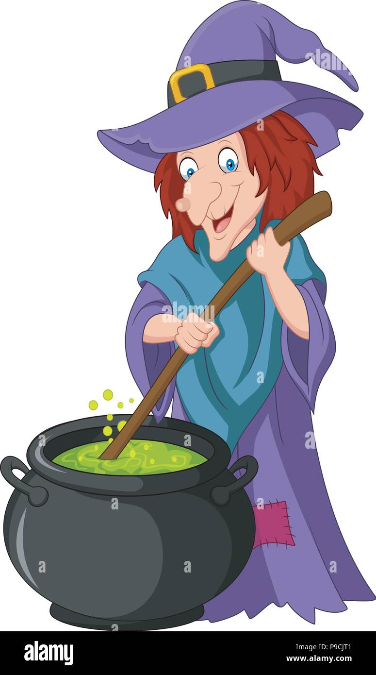 Cartoon Little Witch Preparing Potion Stock Vector Image And Art Alamy 9189