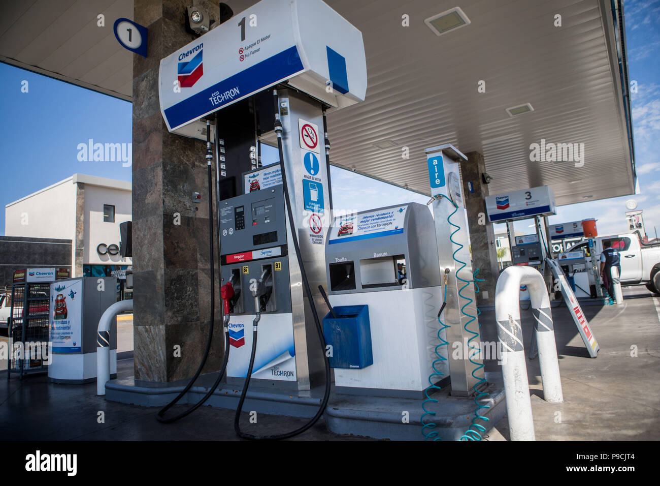 Chevron gas station in Mexico. Techron. Gas station. Gasoline service