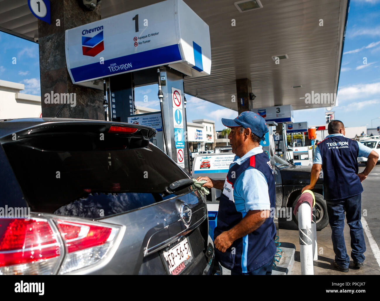 Chevron gas station in Mexico. Techron. Gas station. Gasoline service