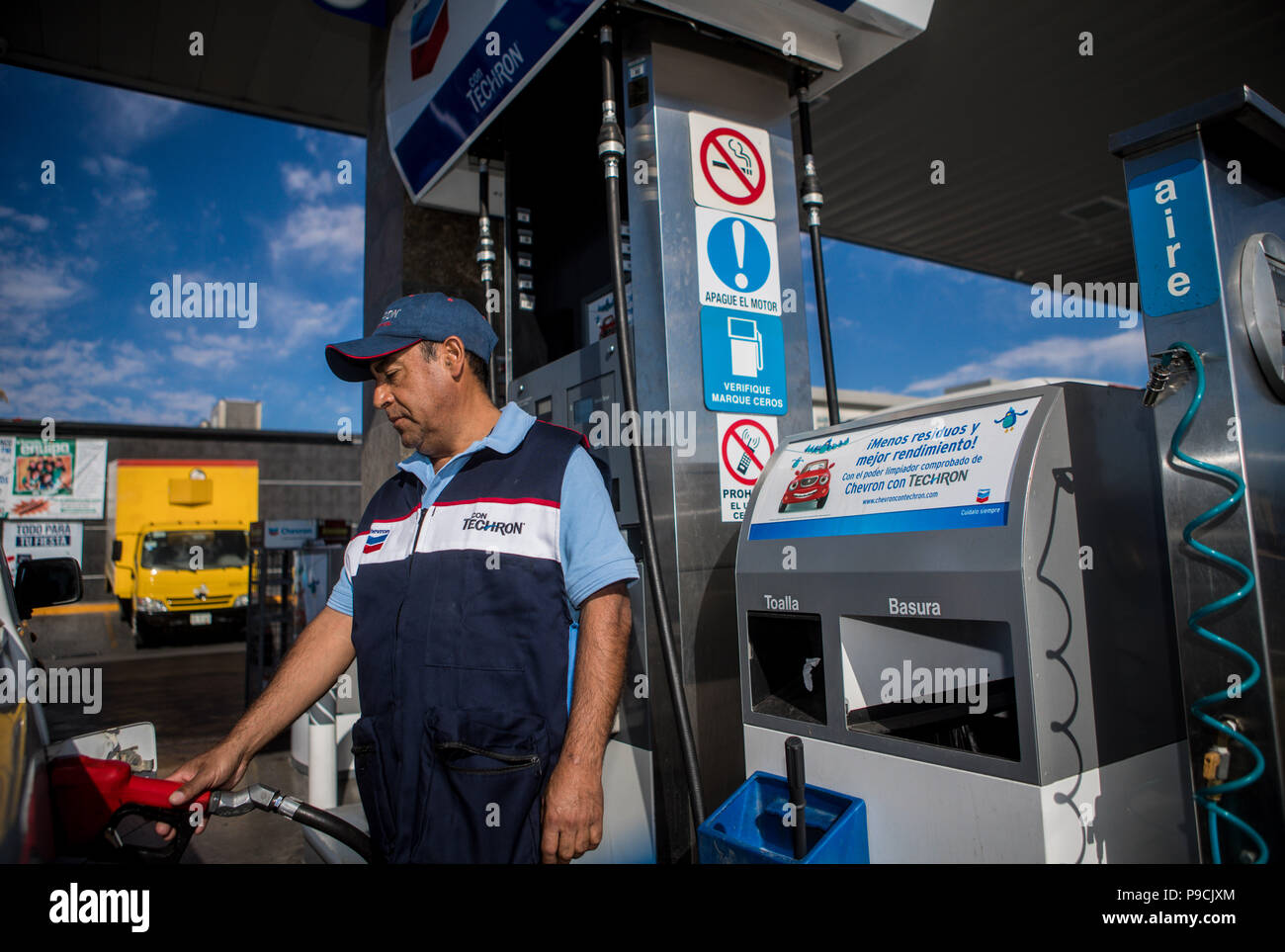 Chevron gas station in Mexico. Techron. Gas station. Gasoline service