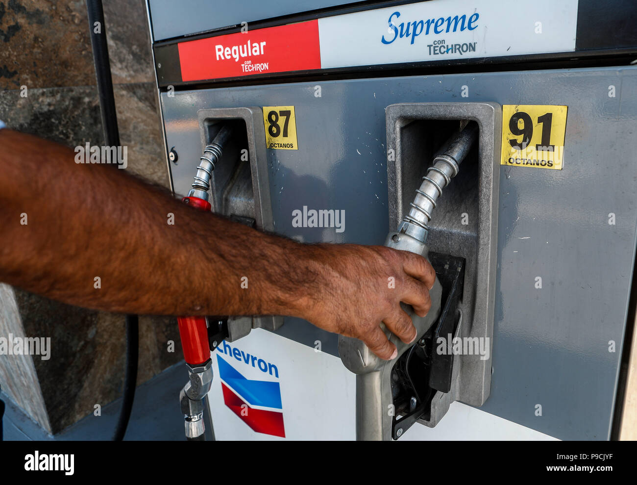 Chevron gas station in Mexico. Techron. Gas station. Gasoline service