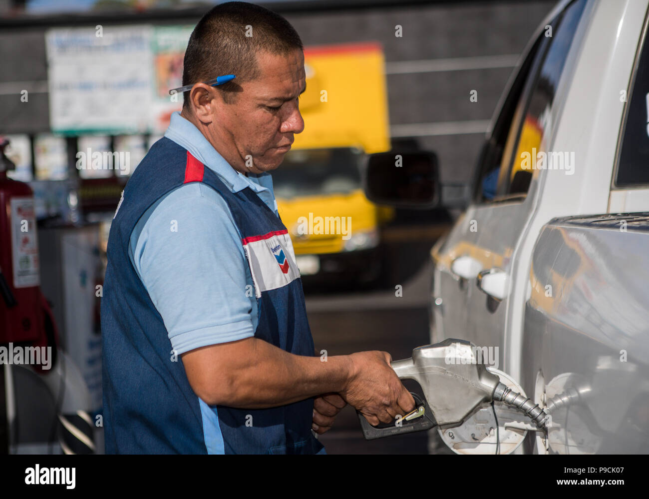 Chevron gas station in Mexico. Techron. Gas station. Gasoline service
