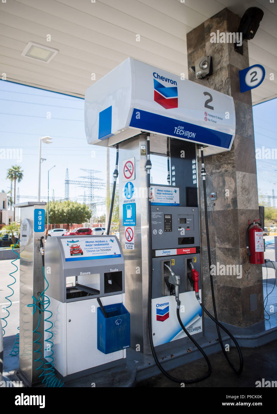 Chevron gas station in Mexico. Techron. Gas station. Gasoline service