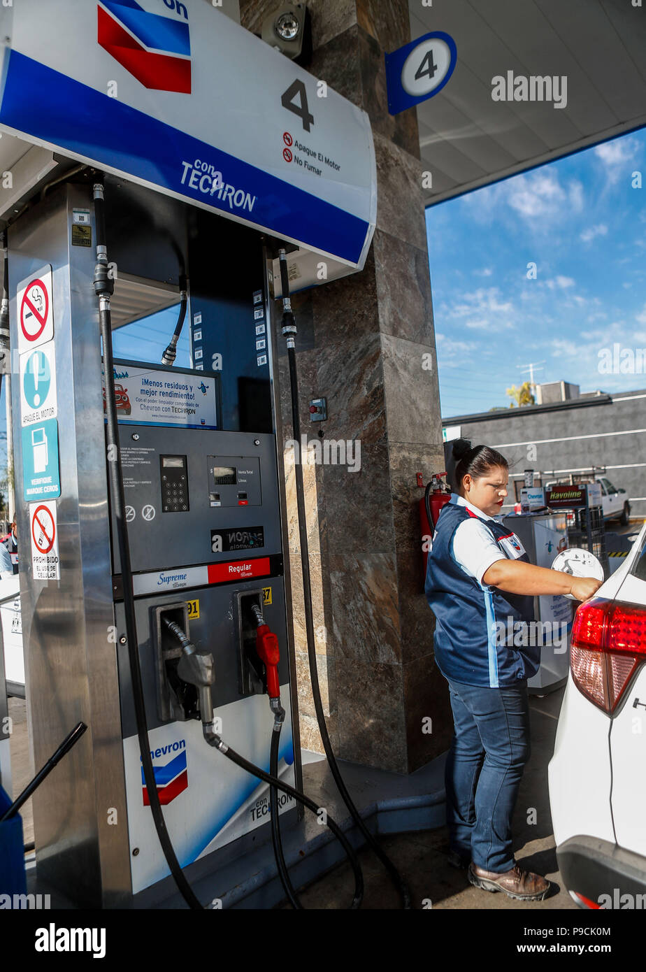 Chevron gas station in Mexico. Techron. Gas station. Gasoline service