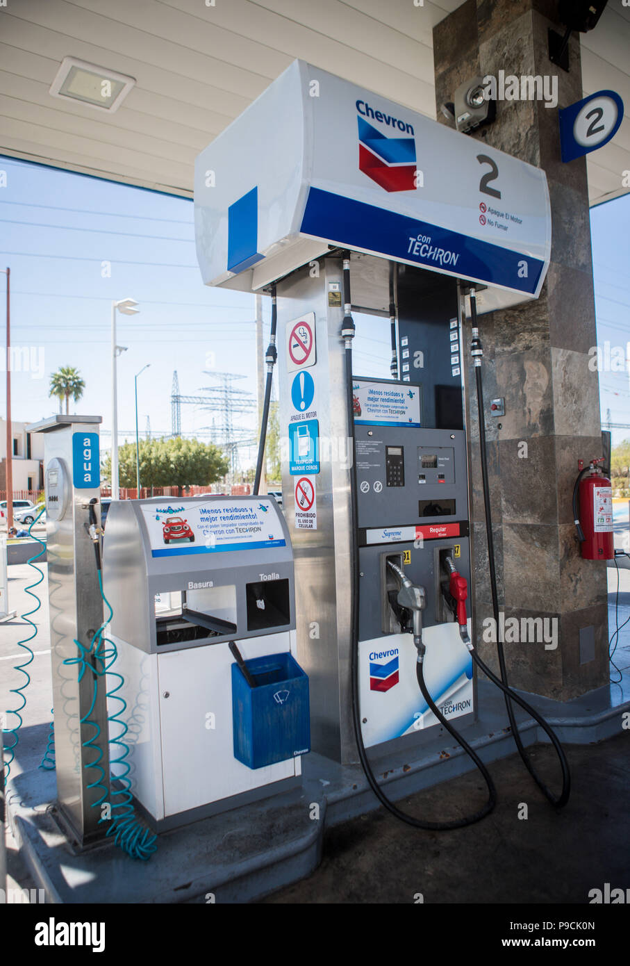 Chevron gas station in Mexico. Techron. Gas station. Gasoline service