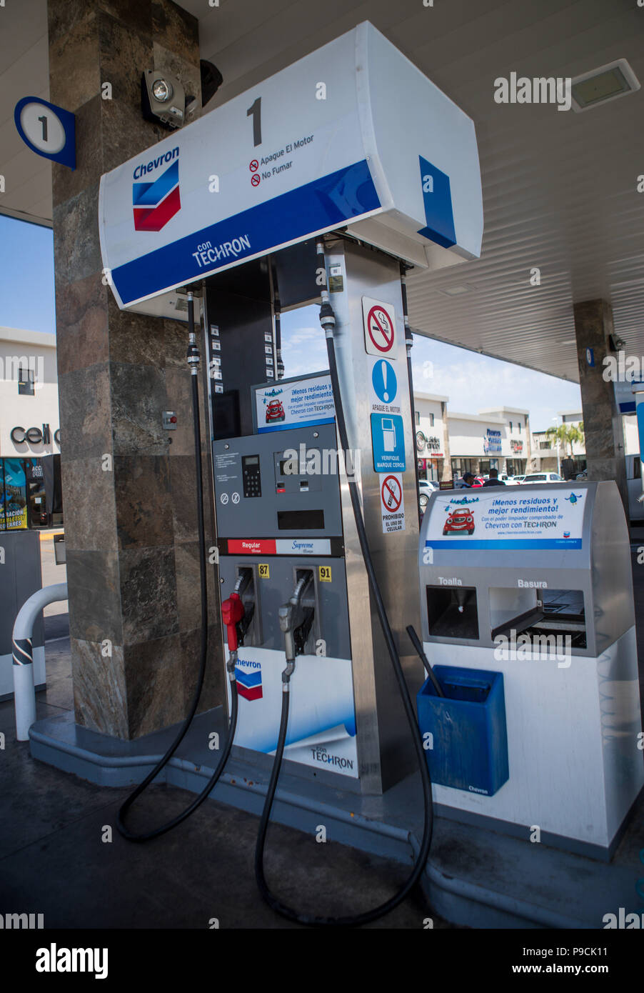 Chevron gas station in Mexico. Techron. Gas station. Gasoline service