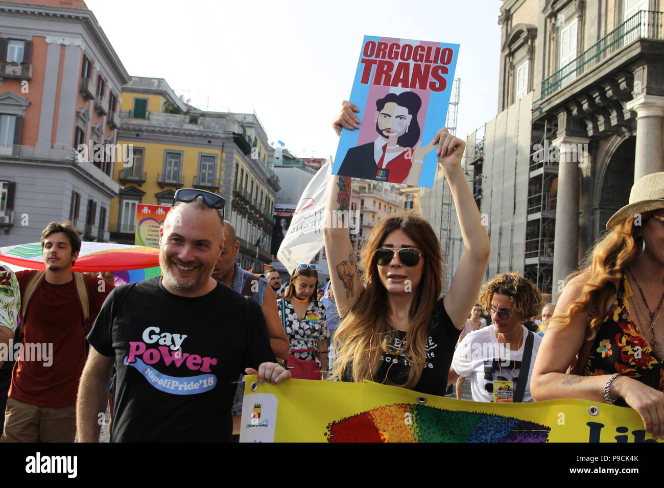 Naples, Italy. 14th July, 2018. Parade through town during Napoli Pride, in  Italy.In picture a moment of parade. Credit: Salvatore Esposito/Pacific  Press/Alamy Live News Stock Photo - Alamy