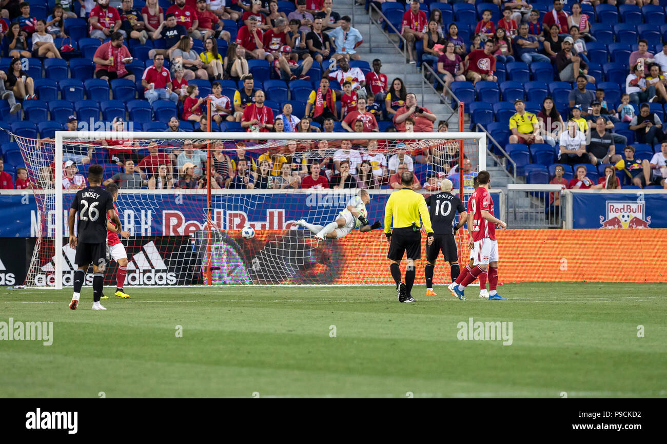 Roger Espinoza (not pictured) of Sporting KC scored goal during regular MLS game against Red Bulls at Red bull arena Red Bulls won 3 - 2 (Photo by Lev Radin/Pacific Press) Stock Photo