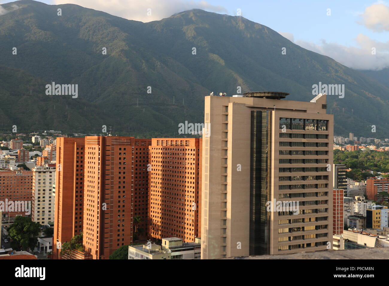 Buildings in Caracas Venezuela, photo taken from the Sabana Grande Area, Centro Comercial El Recreo. Vicente Quintero and Marcos Kirschstein Stock Photo