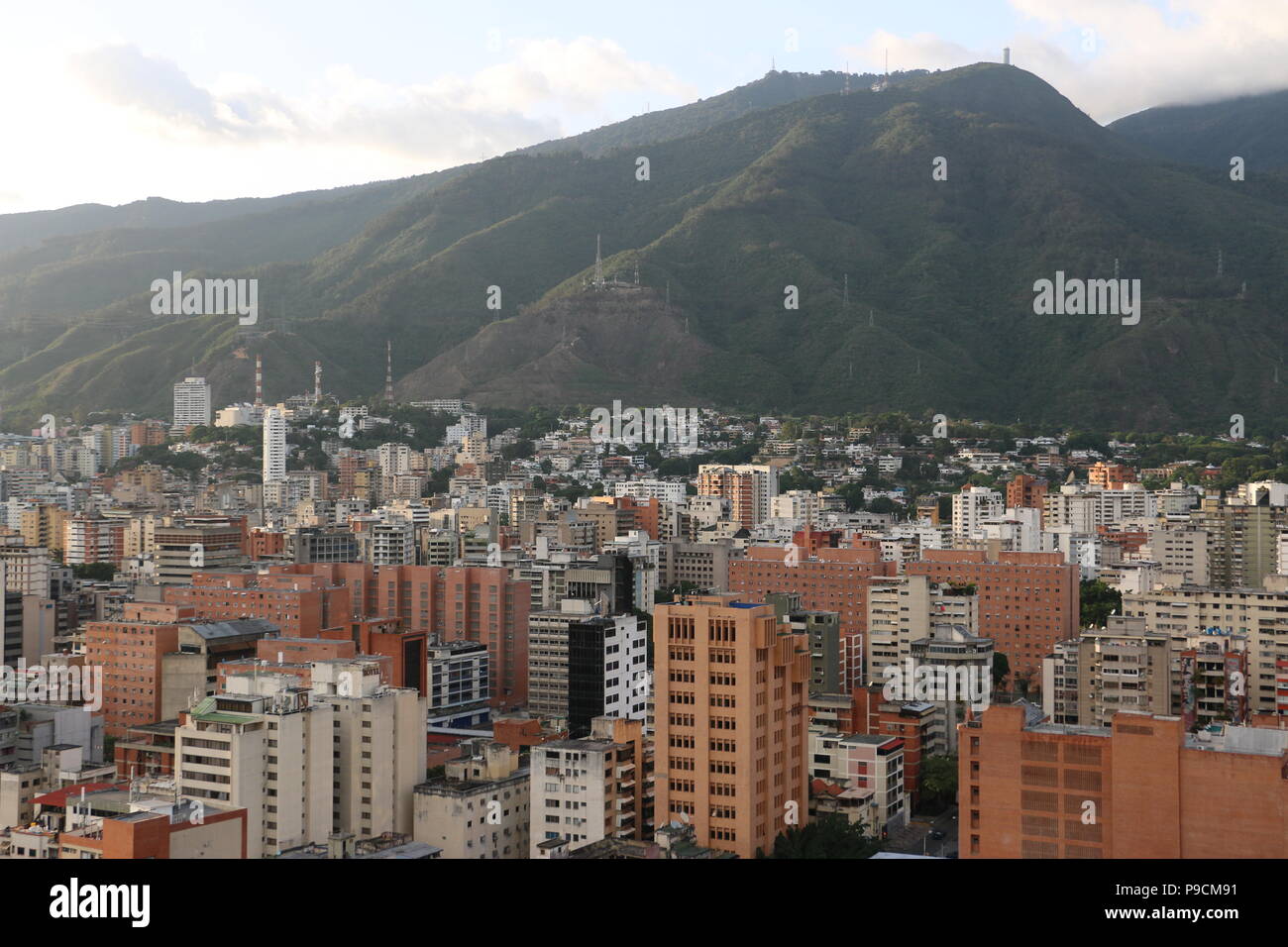 Buildings in Caracas Venezuela, photo taken from the Sabana Grande Area, Centro Comercial El Recreo. Vicente Quintero and Marcos Kirschstein Stock Photo