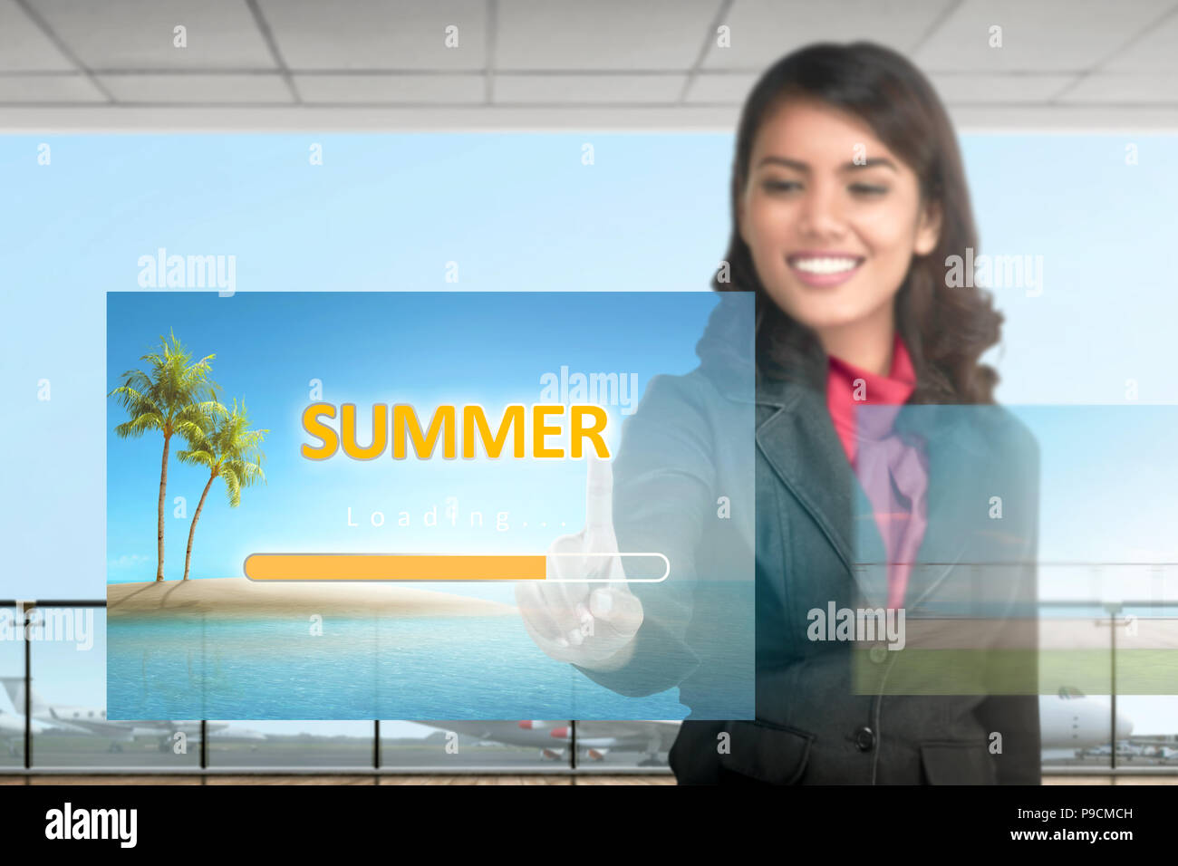 Beautiful asian business woman choose for taking vacation at summer Stock Photo