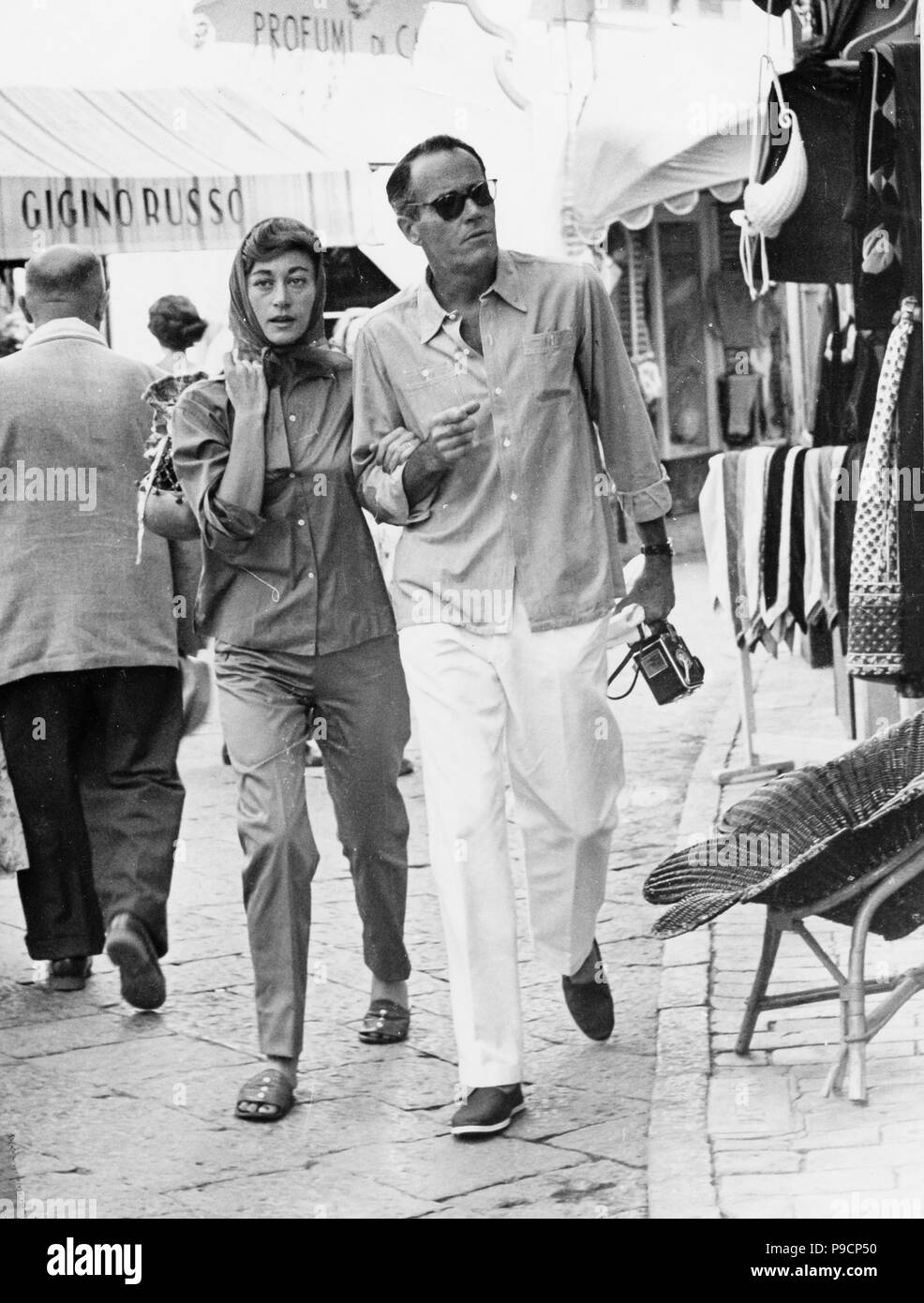 henry fonda, afdera franchetti, capri 60s Stock Photo