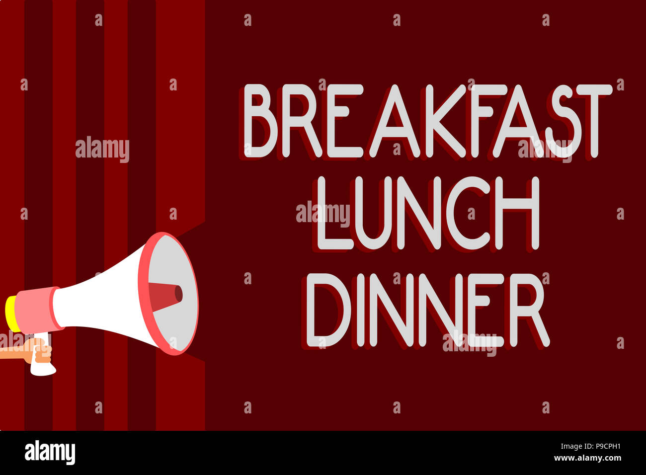 Handwriting text Breakfast Lunch Dinner. Concept meaning eating your ...