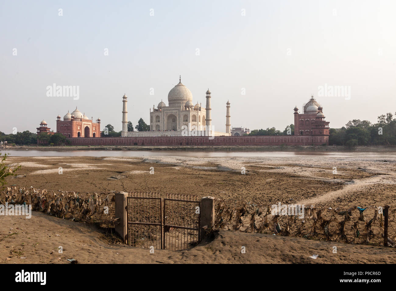 Taj Mahal in Agra, India as seen from across the river Stock Photo
