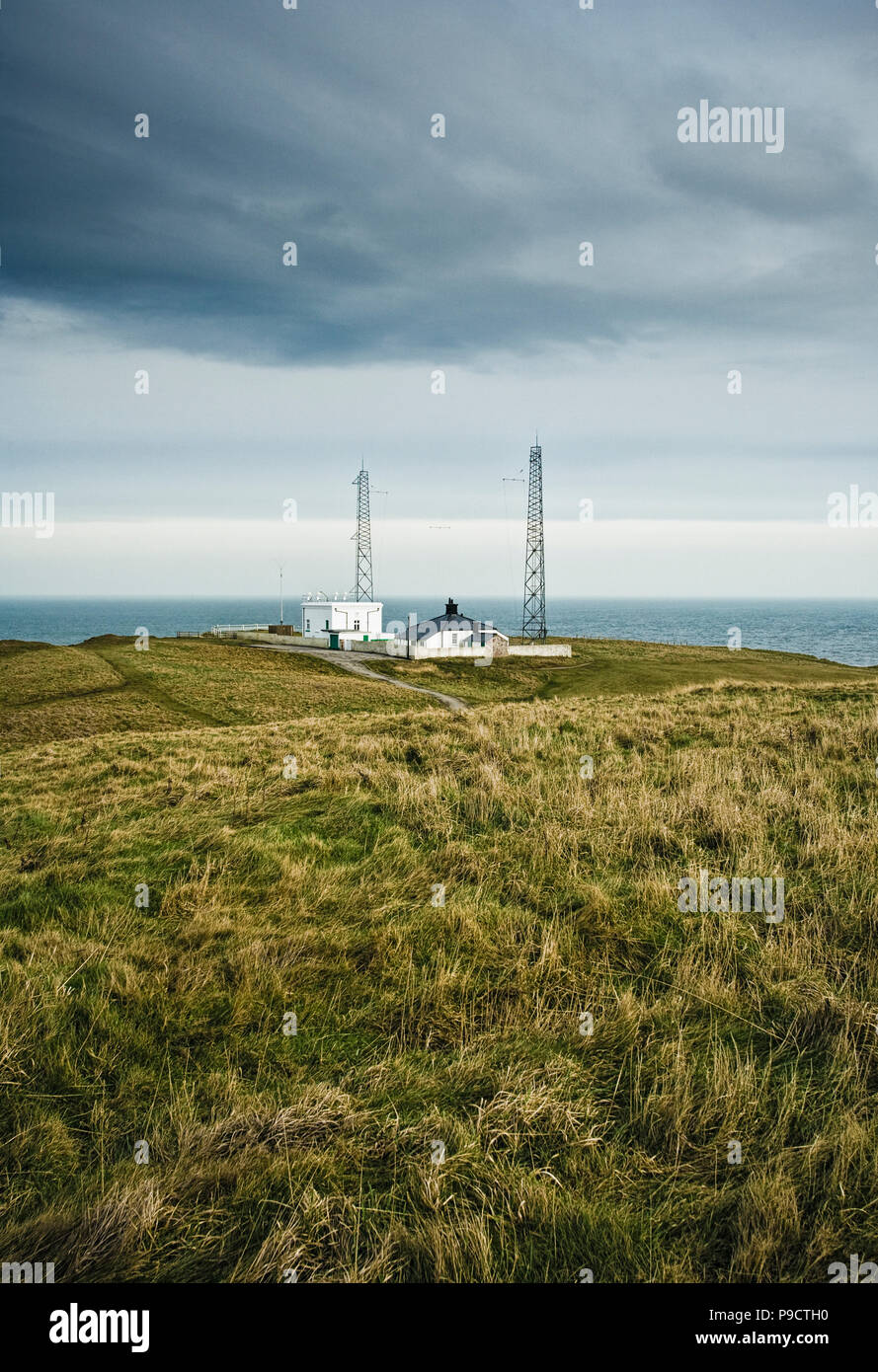 The coastal Fog Signal Station, Flamborough Head, East Yorkshire, England, UK Stock Photo
