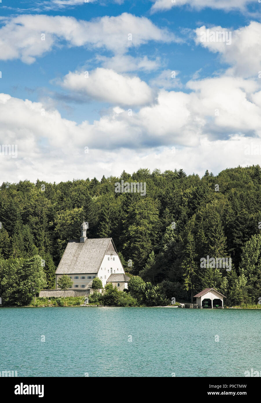 House on Lake Walchensee, Bavaria, Southern Germany, Europe Stock Photo