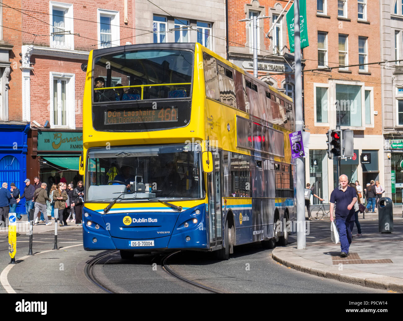 A Dublin Bus in the city centre, Dublin, Ireland, Europe Stock Photo