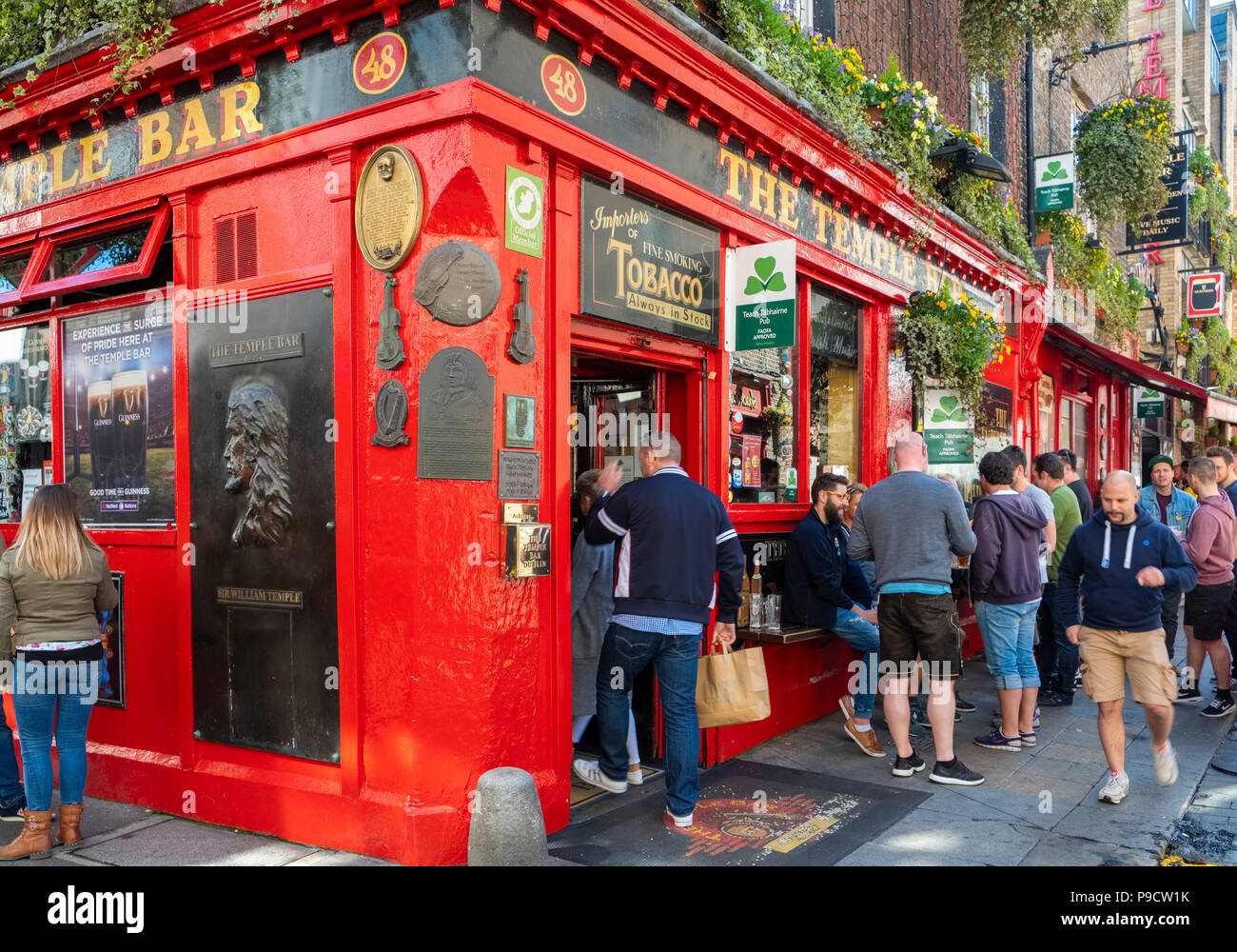 At The Temple Bar pub, Temple bar quarter, Dublin, Ireland, Europe Stock Photo