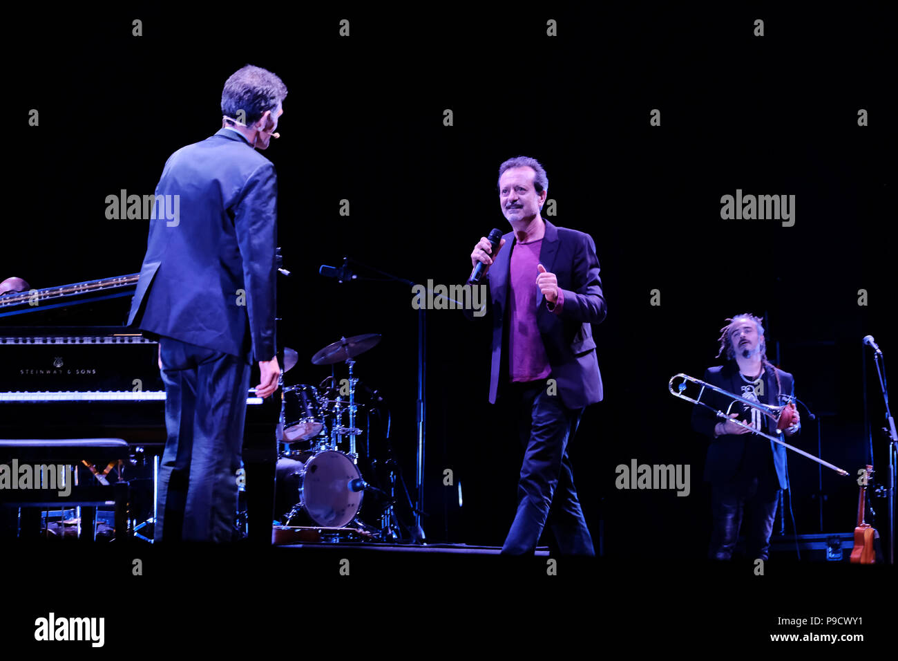 Rocco Papaleo actor and singer on stage in Piazzetta Reale in Turin for the evenings of the 'Torino Estate Reale' (Photo by Bruno Brizzi / Pacific Press) Stock Photo